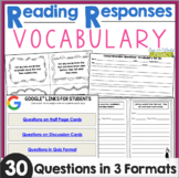 Reading Responses - Vocabulary - Task Cards