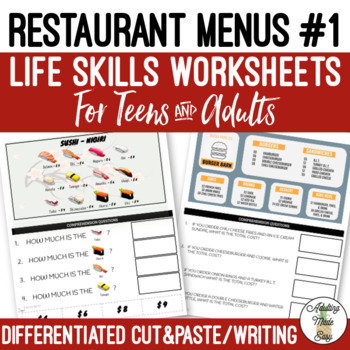 Preview of Reading Restaurant Menus #1 Worksheets
