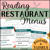 Reading Restaurant Menus | 3 Levels | Functional Literacy 