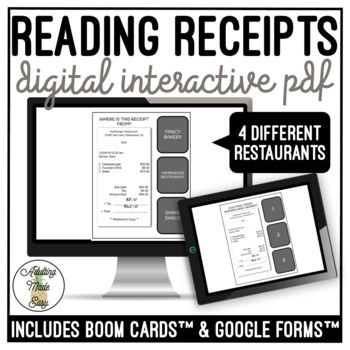 Preview of Reading Restaurant Receipts Digital Activity