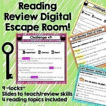 Preview of Reading Review Digital Escape Room - End of Year