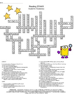 Reading STAAR Academic Vocabulary Crossword Puzzle by Bowman's Book Bits