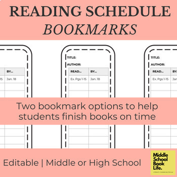 Preview of Reading Schedule Bookmark: Build Executive Functioning Skills