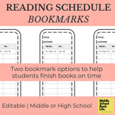 Reading Schedule Bookmark: Build Executive Functioning Skills