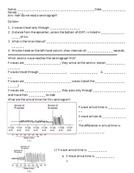 Preview of Reading Seismograms Scaffolded/Guided Notes w/KEY