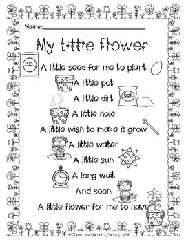 Reading Sheet-My Little Flower Poem by Kinder-Garden of Literacy