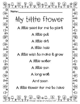 Reading Sheet-My Little Flower Poem by Kinder-Garden of Literacy