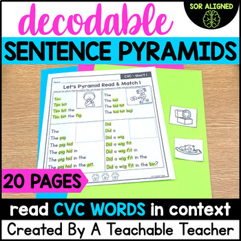 Preview of Reading Simple CVC Sentences - Decodable Pyramids for Fluency