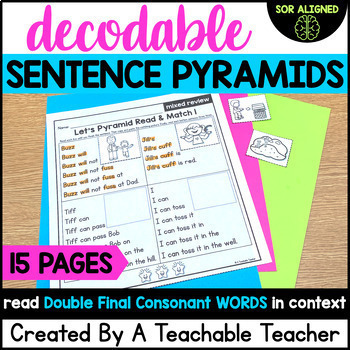 Preview of Reading Simple Double Final Consonant Sentences - Decodable Pyramids for Fluency