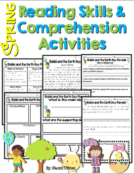 Preview of Reading Skills & Reading Comprehension Activities Spring Themed