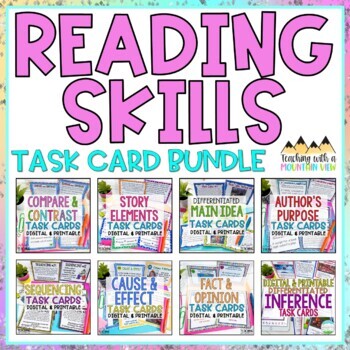 Preview of Reading Skills Task Card Bundle | Reading Comprehension Tasks