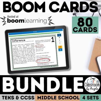 Preview of Reading Skills Task Card Bundle Digital Boom Cards