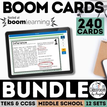 Preview of Reading Comprehension Task Card Digital Boom Cards ELA Test Prep
