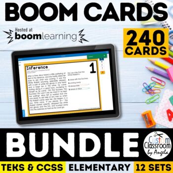 Preview of Boom Cards Reading Comprehension Task Card Digital Bundle Main Idea, Inference