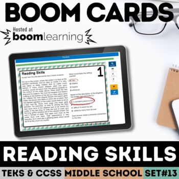 Preview of Reading Skills Task Cards Digital Boom Cards