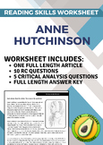 Reading Skills Worksheet: Anne Hutchinson