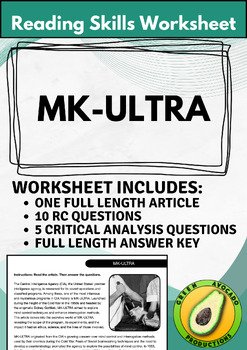 Preview of Reading Skills Worksheet: MK-Ultra