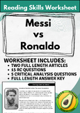 Reading Skills Worksheet: Messi vs Ronaldo