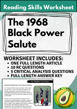 Preview of Reading Skills Worksheet: The 1968 Black Power Salute