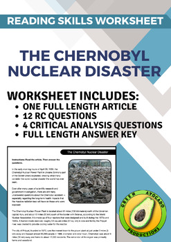 Preview of Reading Skills Worksheet: The Chernobyl Nuclear Disaster