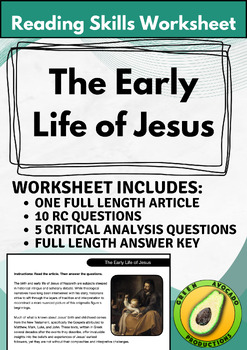 Preview of Reading Skills Worksheet: The Early Life of Jesus