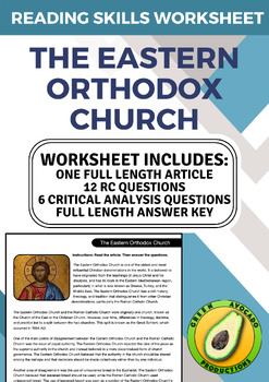 Preview of Reading Skills Worksheet: The Eastern Orthodox Church