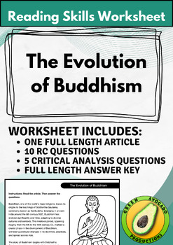 Preview of Reading Skills Worksheet: The Evolution of Buddhism