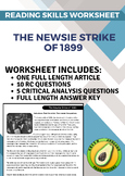 Reading Skills Worksheet: The Newsie Strike of 1899