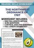 Reading Skills Worksheet: The Northwest Ordinance of 1787