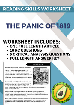 Preview of Reading Skills Worksheet: The Panic of 1819