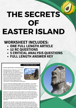 Preview of Reading Skills Worksheet: The Secrets of Easter Island