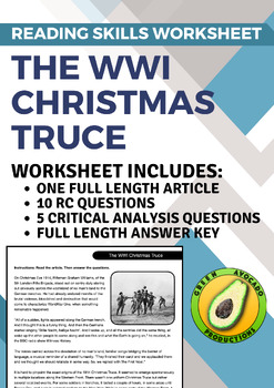 Preview of Reading Skills Worksheet: The WWI Christmas Truce