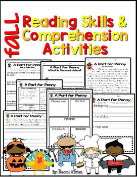 Preview of Reading Skills and Comprehension Activities Fall Themed