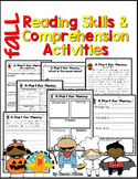 Reading Skills and Comprehension Activities Fall Themed