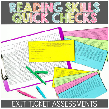 Preview of Reading Skills and Strategies Quick Check Assessments