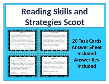 Preview of Reading Skills and Strategies Scoot Task Cards - NEW!