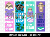 Reading Sloths Bookmarks Print Printable JPG PDF PNG Templ