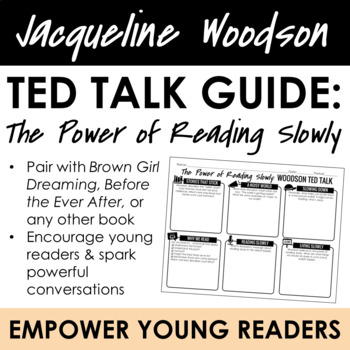 Preview of Reading Slowly TED Talk - Jacqueline Woodson - Pair with any text/reading unit
