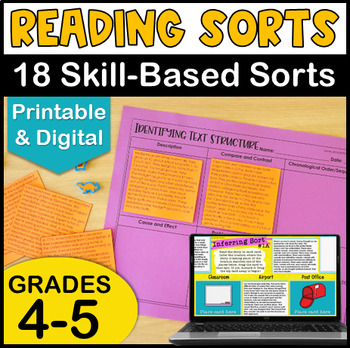 Preview of Reading Sorts with Digital Reading Sorts - 4th & 5th Grade Reading Activities