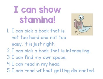 Reading Stamina IS/IS NOT Poster by Forever First Education