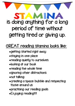 Reading Stamina IS/IS NOT Poster by Forever First Education