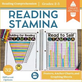 Preview of Reading Stamina Posters, Anchor Charts, and Graphing Sheets
