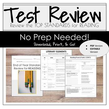 Preview of Reading Standards Test Review Packet