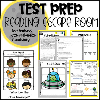 Preview of Reading Test Prep Escape Room | ELA State Testing | 3rd Grade