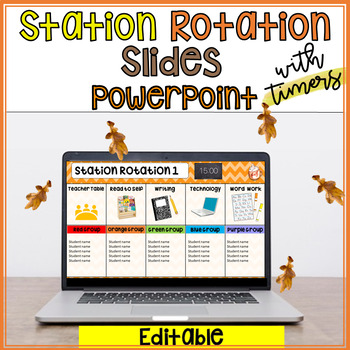 Preview of Reading Station Rotation Slides with Timers Editable PowerPoint