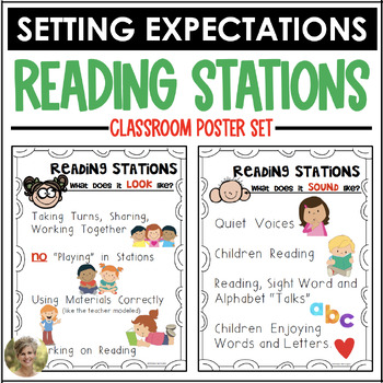 Preview of Reading Stations {Expectations Poster Set} for Kindergarten and First Grade