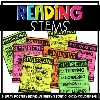 Reading Stems- Comprehension & Reading Strategies by The Bubbly Blonde