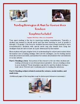 Preview of Reading Strategies: A "Must" for Content Area Teachers, Templates Included