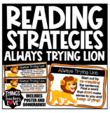 Reading Strategies, Always Trying Lion Poster and Bookmark