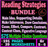 Reading Strategies BUNDLE. 575 MCQs. 39 Worksheets. 5th & 